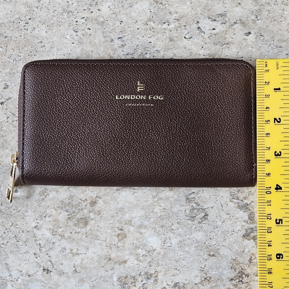 [NWOT] London Fog Allison Pebbled Vegan Leather Zip‑Around Wallet - Picture 4 of 8